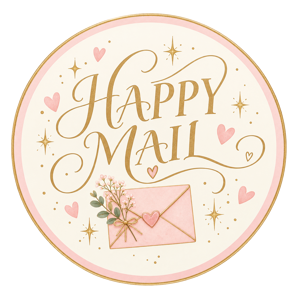 Happy Mail round label design 4