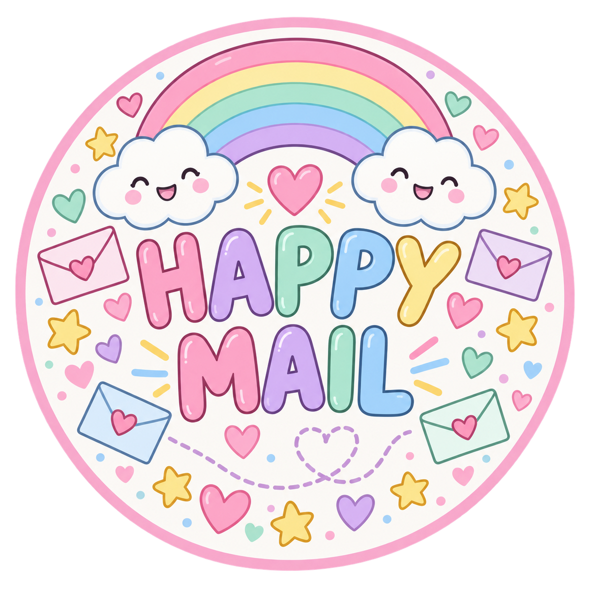 Happy Mail round label design 8