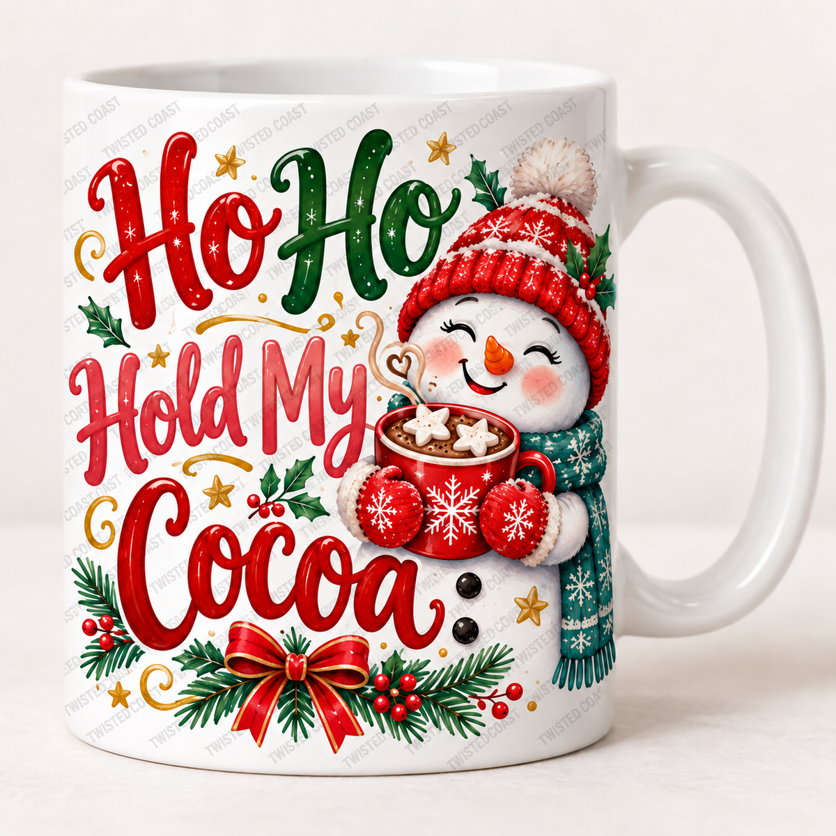 Christmas mug mockup: Ho Ho Hold My Cocoa
