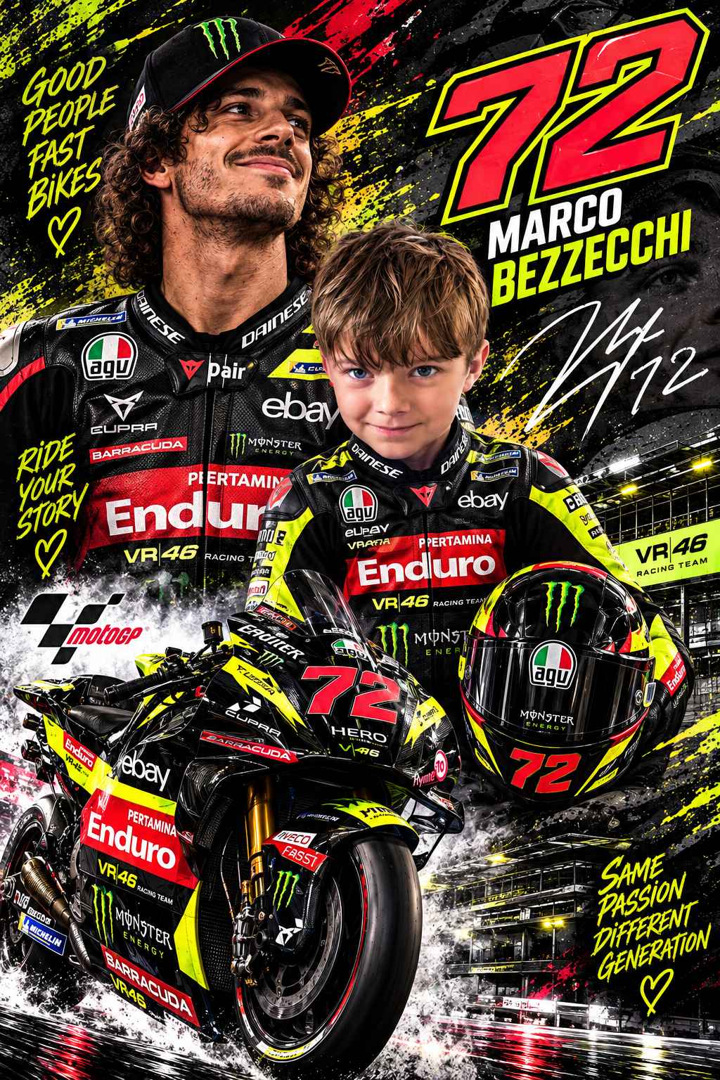 Personalised MotoGP inspired Marco Bezzecchi racing design example