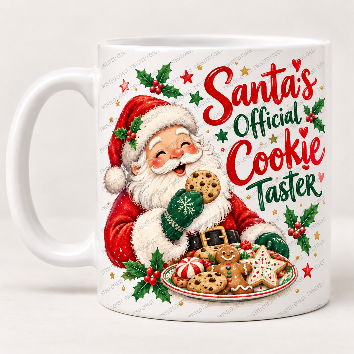 Christmas mug mockup: Santa’s Official Cookie Taster