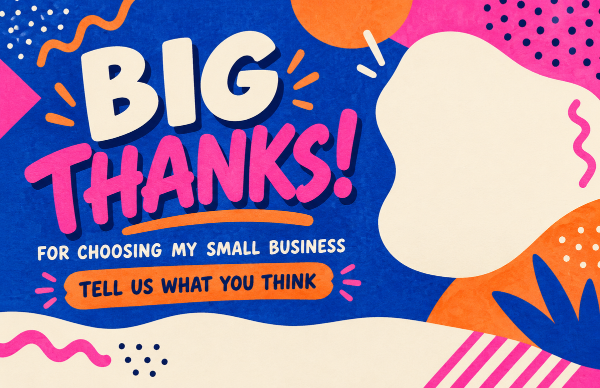 Personalised thank you card design 7 – business card size