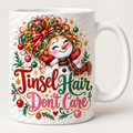 Christmas mug mockup: Tinsel Hair, Don’t Care