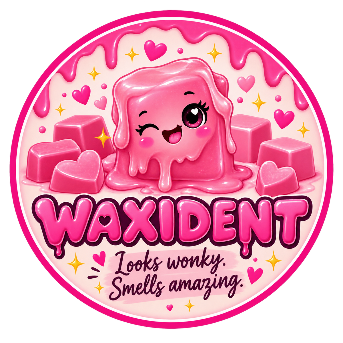 Waxident round label design 2