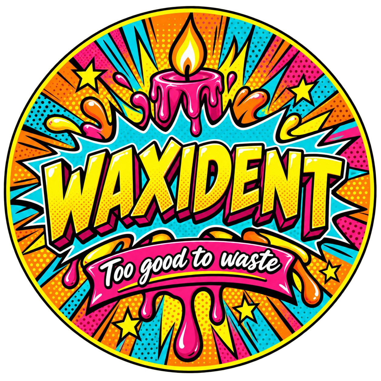 Waxident round label design 3