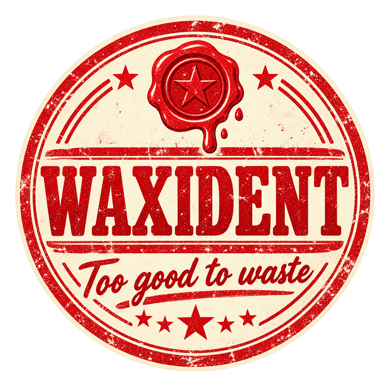 Waxident round label design 8