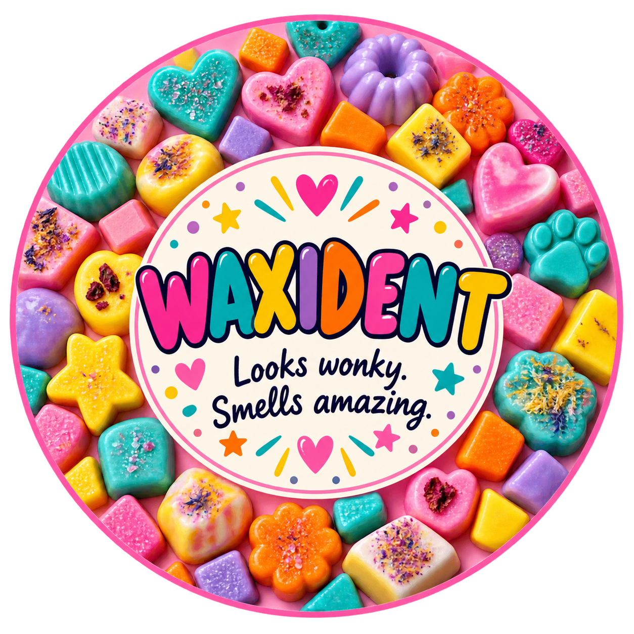 Waxident round label design 9